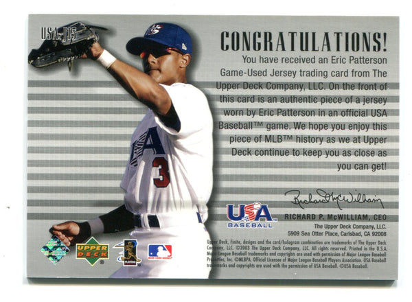 Eric Patterson 2003 Upper Deck Finite Stars & Stripes #USAJ15 Card