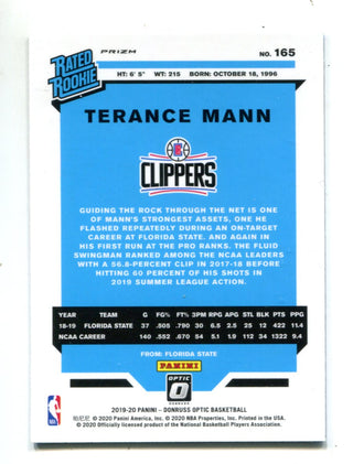 Terrance Mann 2019-20 Donruss Optic Blue Velocity #165 RC