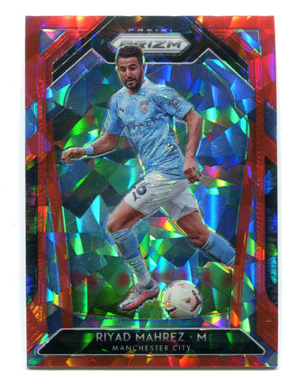 Riyad Mahrez 2020-21 Panini Prizm Premier League Red Cracked Ice Prizm #97