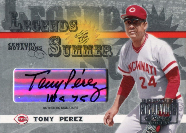 Tony Perez "WS 75" Autographed 2003 Donruss Signature Series Legends of the Summer Card
