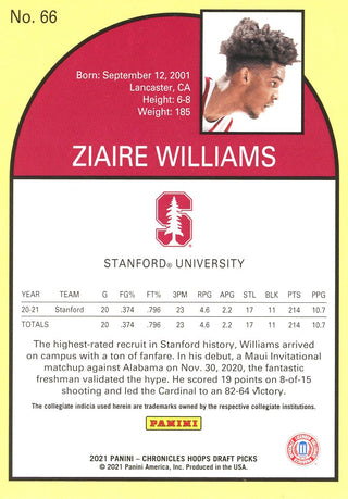 Ziaire Williams 2021 NBA Hoops Rookie Card