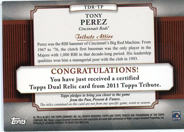 Tony Perez 2011 Topps Tribute Relic Card
