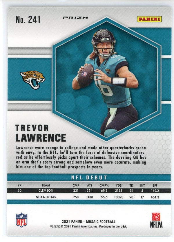 Trevor Lawrence 2021 Panini Mosaic NFL Debut Green Prizm Rookie Card #241