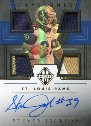 Steven Jackson Autographed 2019 Majestic Quad Patch Relic Card 3/25