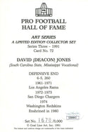 David (Deacon) Jones AUTOGRAPHED GOAL LINE ART CARD