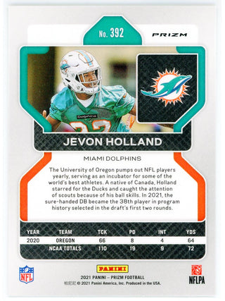 Jevon Holland 2021 Panini Prizm Green Prizm Rookie Card #392