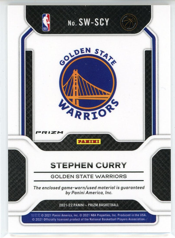 Stephen Curry 2021-22 Panini Prizm Cracked Ice Orange Prizm Sensational Swatches Card #SW-SCY