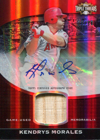 Kendrys Morales Autographed 2011 Topps Triple Threads Bat Card
