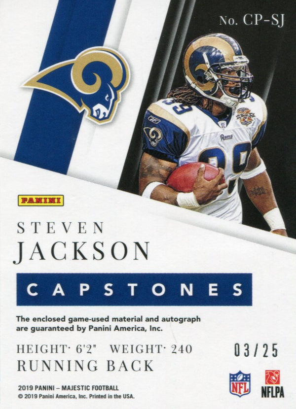 Steven Jackson Autographed 2019 Majestic Quad Patch Relic Card 3/25