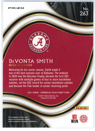 DeVonta Smith 2021 Panini Chronicles Select Draft Picks Silver Prizm Rookie Card #263