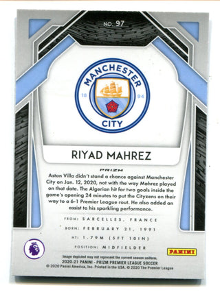 Riyad Mahrez 2020-21 Panini Prizm Premier League Red Cracked Ice Prizm #97
