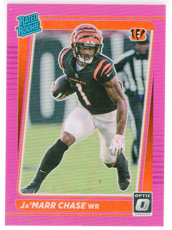 Ja'Marr Chase 2021 Panini Donruss Optic Pink Prizm Rated Rookie Card #207