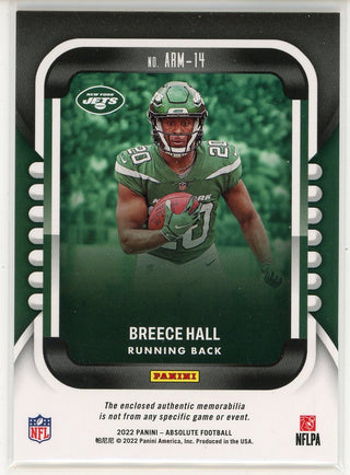 Breece Hall 2022 Panini Absolute Rookie Patch Card #ARM-14
