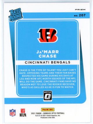 Ja'Marr Chase 2021 Panini Donruss Optic Pink Prizm Rated Rookie Card #207
