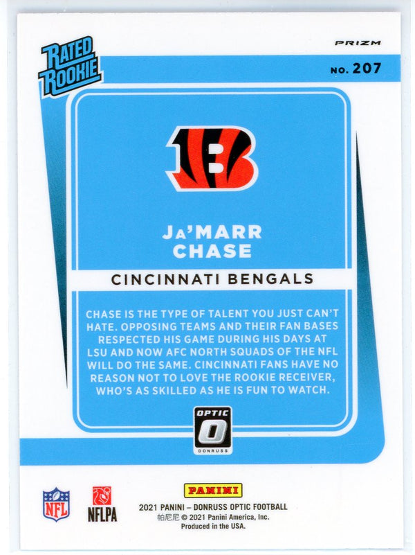 Ja'Marr Chase 2021 Panini Donruss Optic Pink Prizm Rated Rookie Card #207