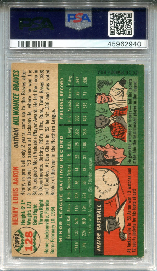 Hank Aaron 1954 Topps Rookie Card (PSA Ex-MT 6)