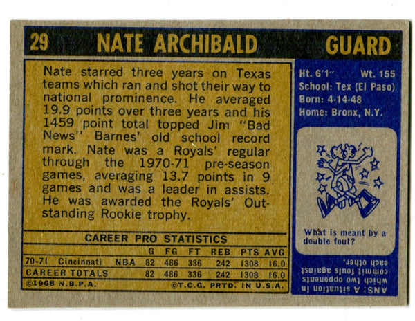 Nate Archibald 1972 Topps #29 Card