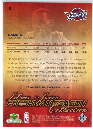 LeBron James 2004 Upper Deck Freshman Season Collection Card #5
