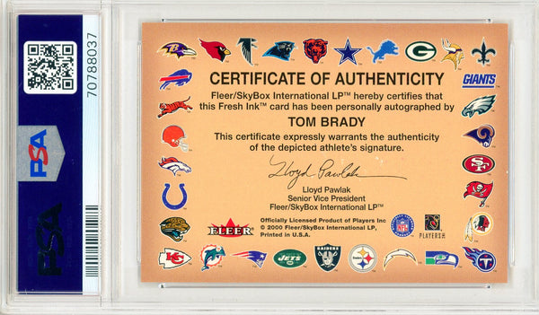 Tom Brady Autographed 2000 Fleer Autographics Rookie Card (PSA Auto Gem Mint 10)