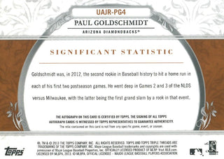 Paul Goldshmidt 2013 Triple Threads Game-Used/Autographed Card #5/75