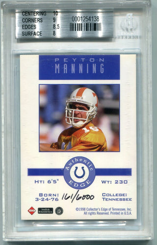 Peyton Manning 1998 Collectors Edge Promos 161/6000 #NNO (Beckett 8.5)