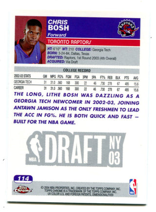 Chris Bosh 2003-04 Bowman Autograph Issue Signature Card #78 (0220/1250)