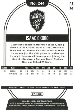 Isaac Okoro 2020 NBA Hoops Rookie Card
