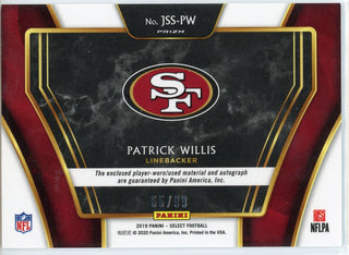 Patrick WIllis Autographed 2019 Panini Select Prizm Jersey Card