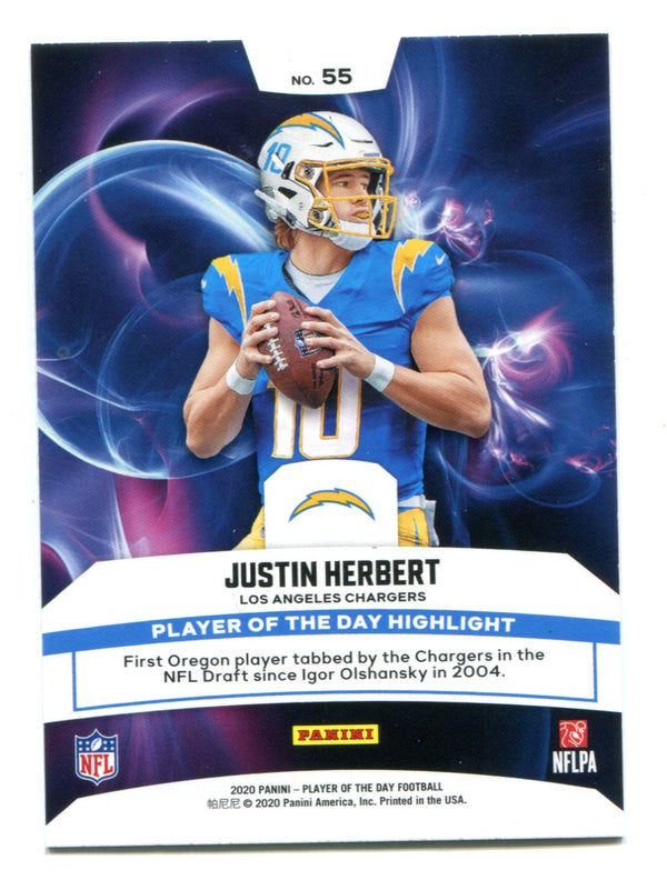 Justin Herbert 2020 Panini Player of the day #55 Card