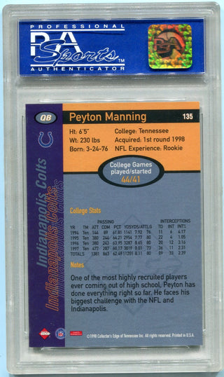 Peyton Manning 1998 Collector's Edge Rookie Card (PSA 9)