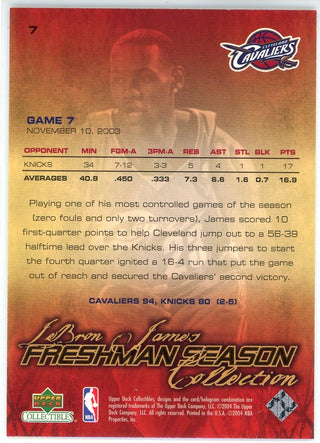 LeBron James 2004 Upper Deck Freshman Season Collection Card #7