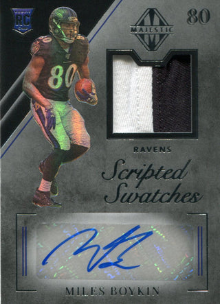 Miles Boykin Autographed 2019 Majestic Patch Relic Rookie Card 151/199