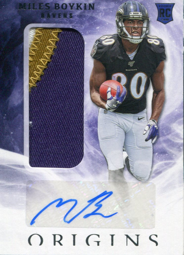 Miles Boykin Autographed 2019 Panini Origins Rookie Patch Card