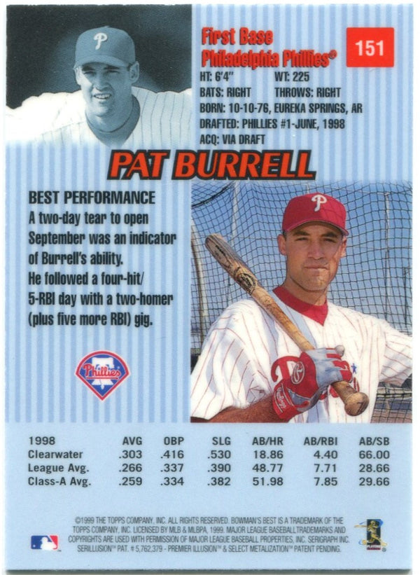 Pat Burrell Bowmans Best 1999 Rookie Card