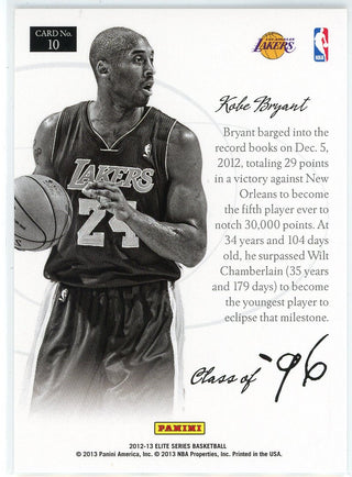 Kobe Bryant 2012-13 Panini Donruss Elite Class Masters Card #10