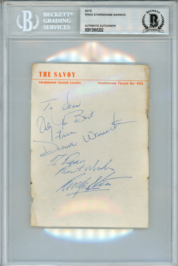 Ringo Starr & Donnie Warwick Autographed Telegram Page (BGS)