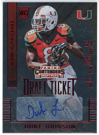 Duke Johnson Autographed 2015 Panini Contenders Draft Picks Rookie Card