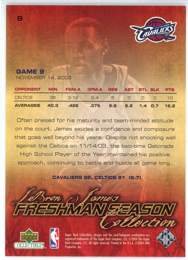 LeBron James 2004 Upper Deck Freshman Season Collection Card #9