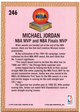 Michael Jordan Fleer 1992-93 NBA Award Winner