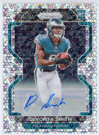 DeVonta Smith Autographed 2021 Panini Prizm Disco Prizm Rookie Card #335