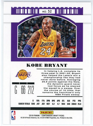 Kobe Bryant 2019-20 Panini Contenders Draft Picks Card #32