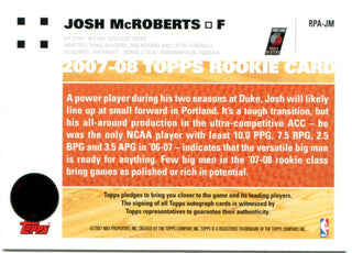 Josh McRoberts Topps Rookie Class 2007 Auto
