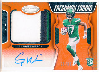 Garrett Wilson Autographed 2022 Panini Certified Freshman Fabrics Rookie Patch Card #211
