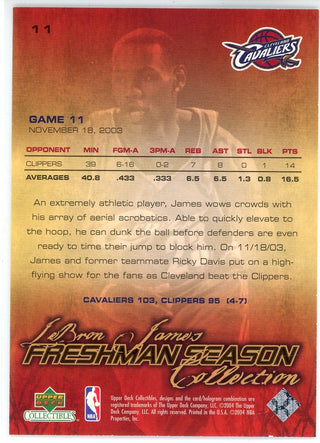 LeBron James 2004 Upper Deck Freshman Season Collection Card #11