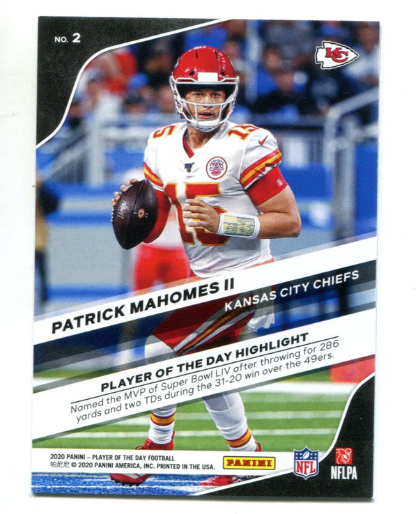 Patrick Mahomes 2020 Panini Player of the day #2 Card