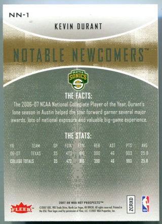 Kevin Durant 2007-08 Fleer Notable Newcomers Rookie Card #NN1
