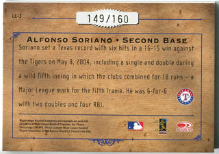 Alfonso Soriano 2004 Donruss Leather Lumber Autographed Card #149/160