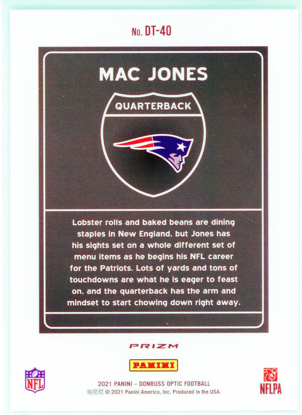 Mac Jones 2021 Panini Donruss Optic Downtown Prizm Rookie Card #DT-40