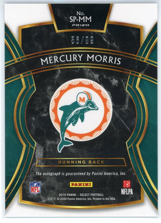 Mercury Morris Autographed 2019 Panini Select Prizm Card
