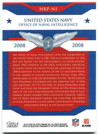 Topps United States Navy Naval Intelligence Patch Card 2008